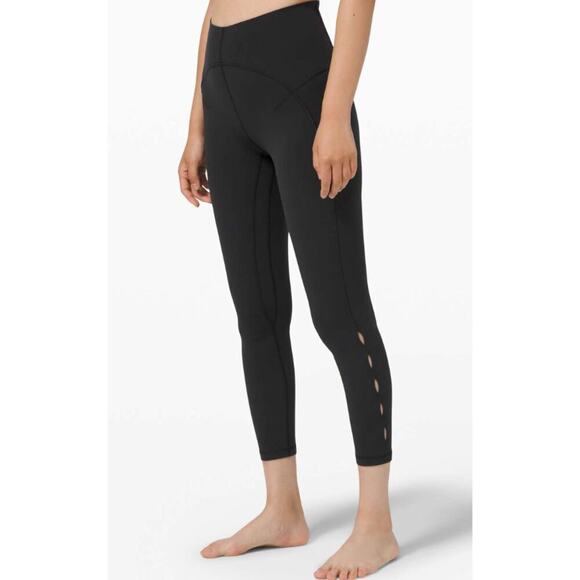 Lululemon Unlimit High Rise Tight 25" Keyhole Detail Black Leggings W5CPZS Sz 2 - Picture 1 of 6